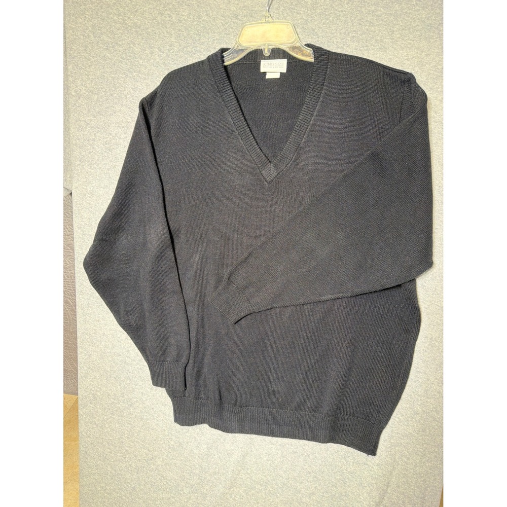 KING SIZE‎ FOR TALL & BIG MEN V NECK SWEATER DARK NAVY BLUE KNIT CLASSIC COMFORT